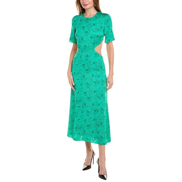 the kooples floral midi dress The Kooples Black Daisy Floral Asymmetrical Midi Dress by The Kooples